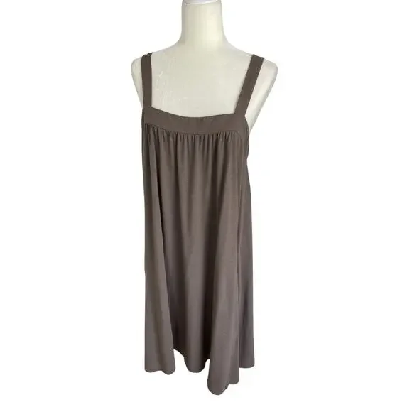 Garnet Hill Jersey Knit Sleeveless Shift Dress Brown Sz M Vacation Resort Casual - Picture 3 of 10